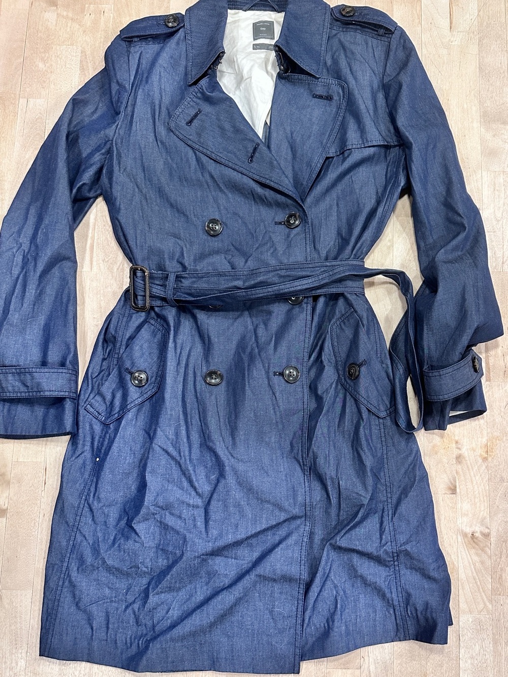 GAP Navy Double-Breasted Trench Coat with Belt